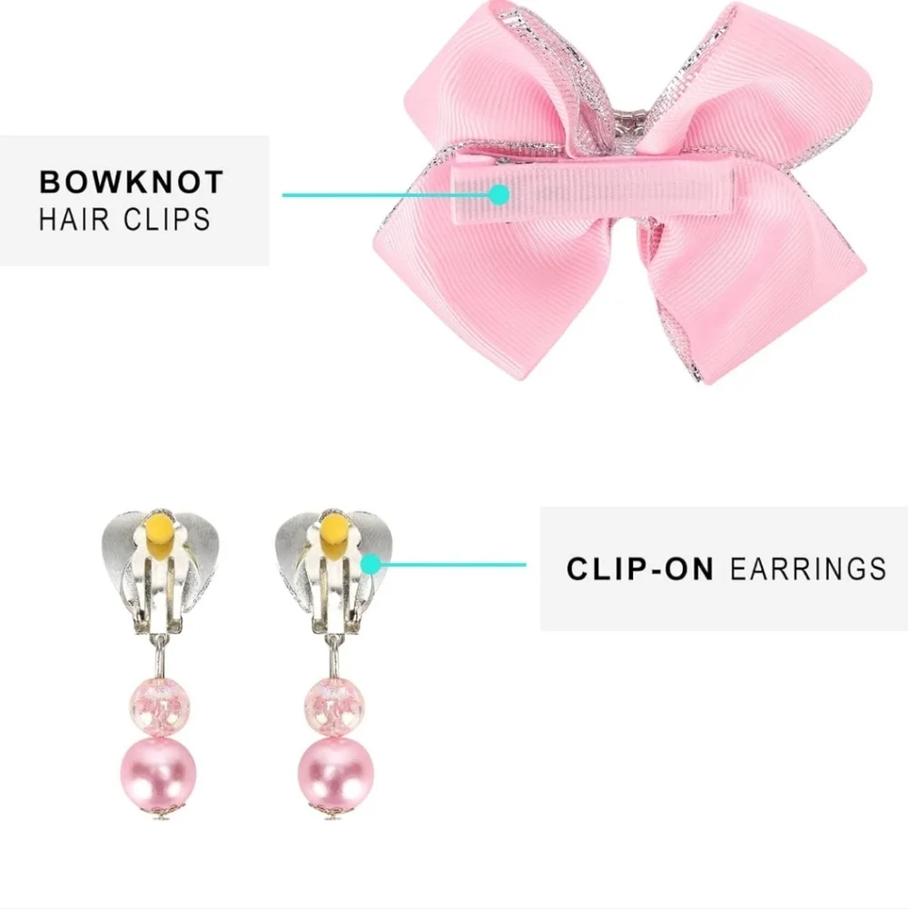 Glittery Cat Face Kids Accessory Set - Pink and Pastel